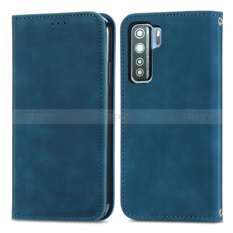 Custodia Portafoglio In Pelle Cover con Supporto S04D per Huawei Nova 7 SE 5G Blu