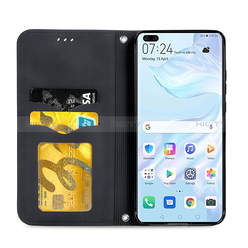 Custodia Portafoglio In Pelle Cover con Supporto S04D per Huawei P40 Pro