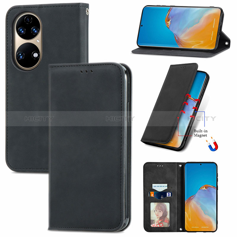 Custodia Portafoglio In Pelle Cover con Supporto S04D per Huawei P50e