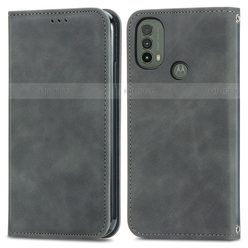 Custodia Portafoglio In Pelle Cover con Supporto S04D per Motorola Moto E40 Grigio