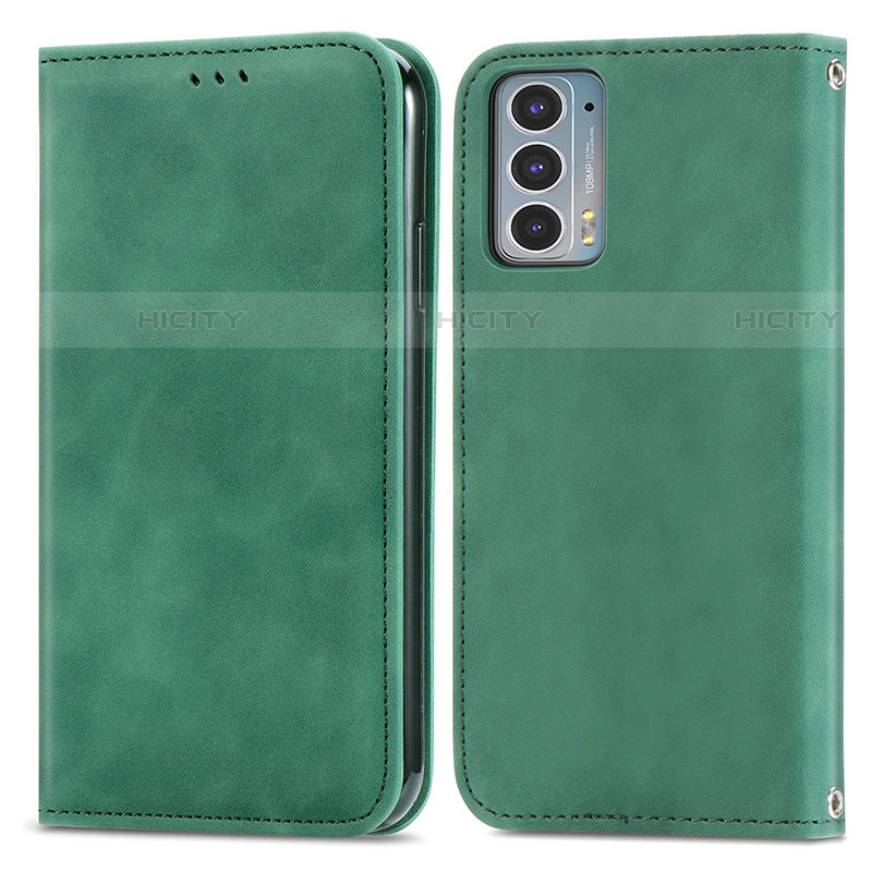 Custodia Portafoglio In Pelle Cover con Supporto S04D per Motorola Moto Edge 20 5G Verde