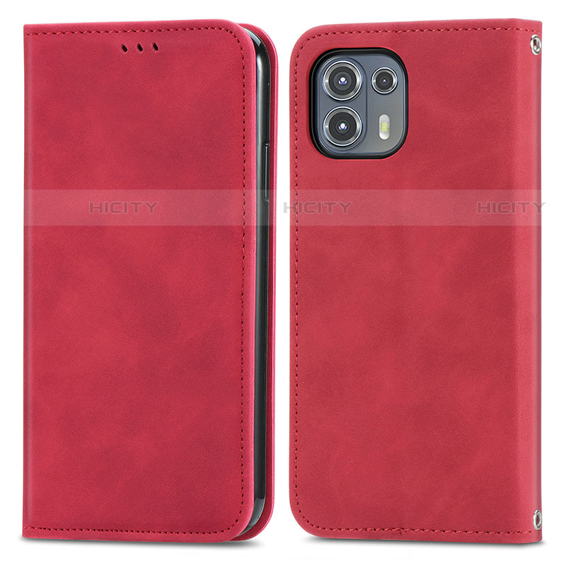 Custodia Portafoglio In Pelle Cover con Supporto S04D per Motorola Moto Edge 20 Lite 5G Rosso