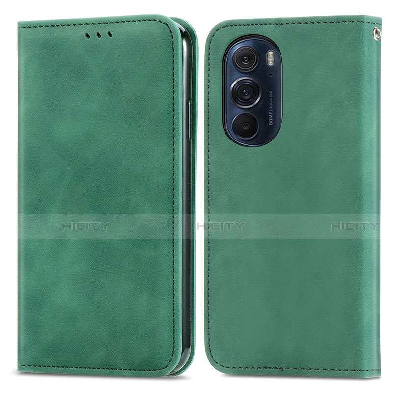 Custodia Portafoglio In Pelle Cover con Supporto S04D per Motorola Moto Edge 30 Pro 5G Verde