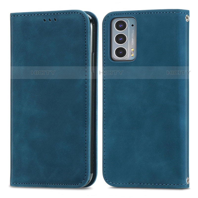 Custodia Portafoglio In Pelle Cover con Supporto S04D per Motorola Moto Edge Lite 5G Blu