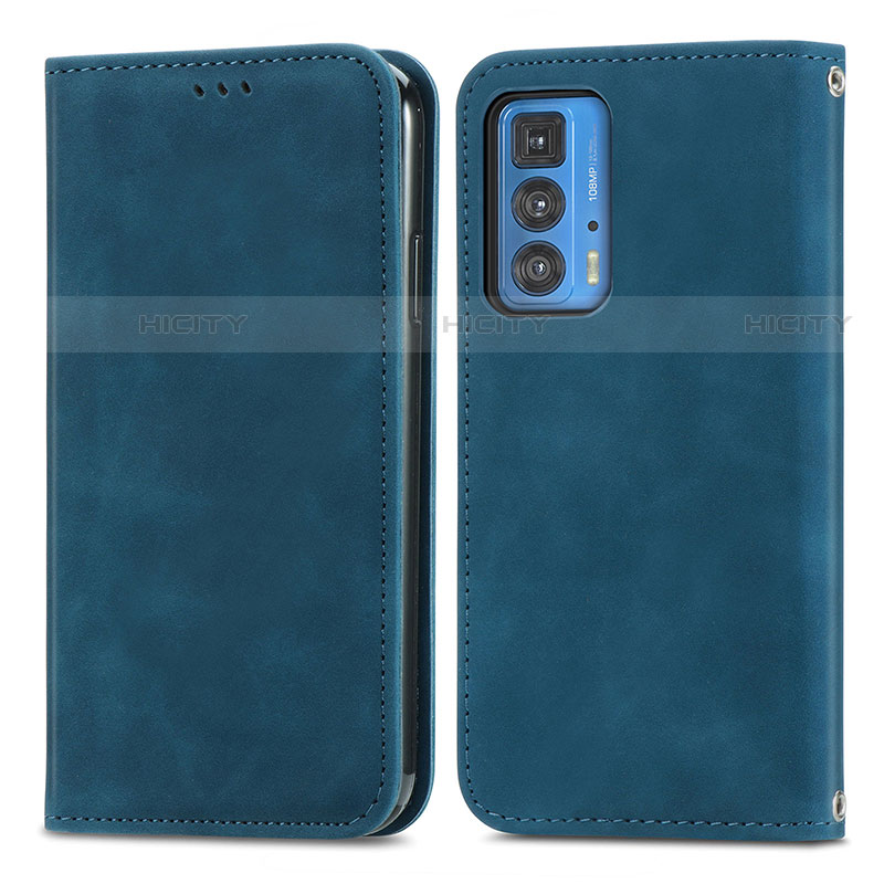 Custodia Portafoglio In Pelle Cover con Supporto S04D per Motorola Moto Edge S Pro 5G Blu