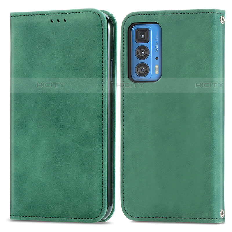 Custodia Portafoglio In Pelle Cover con Supporto S04D per Motorola Moto Edge S Pro 5G Verde