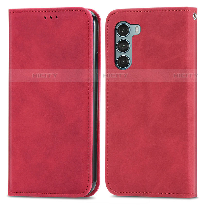 Custodia Portafoglio In Pelle Cover con Supporto S04D per Motorola Moto Edge S30 5G Rosso