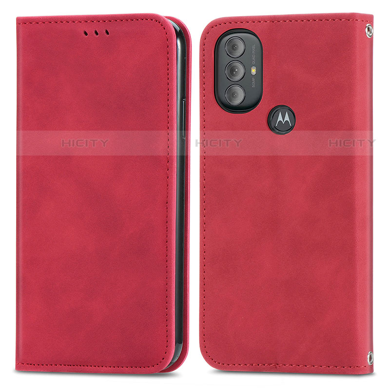 Custodia Portafoglio In Pelle Cover con Supporto S04D per Motorola Moto G Play (2023) Rosso