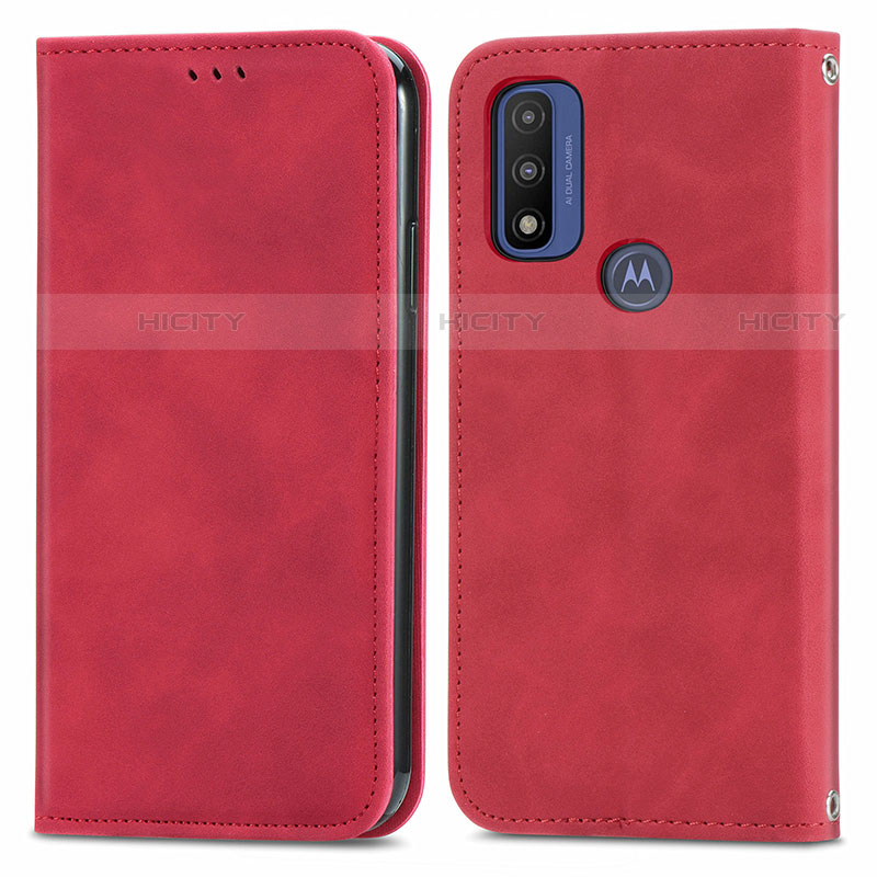 Custodia Portafoglio In Pelle Cover con Supporto S04D per Motorola Moto G Pure Rosso