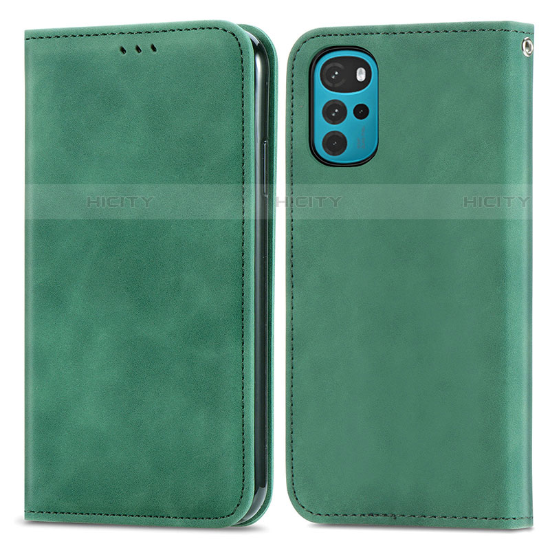 Custodia Portafoglio In Pelle Cover con Supporto S04D per Motorola Moto G22 Verde