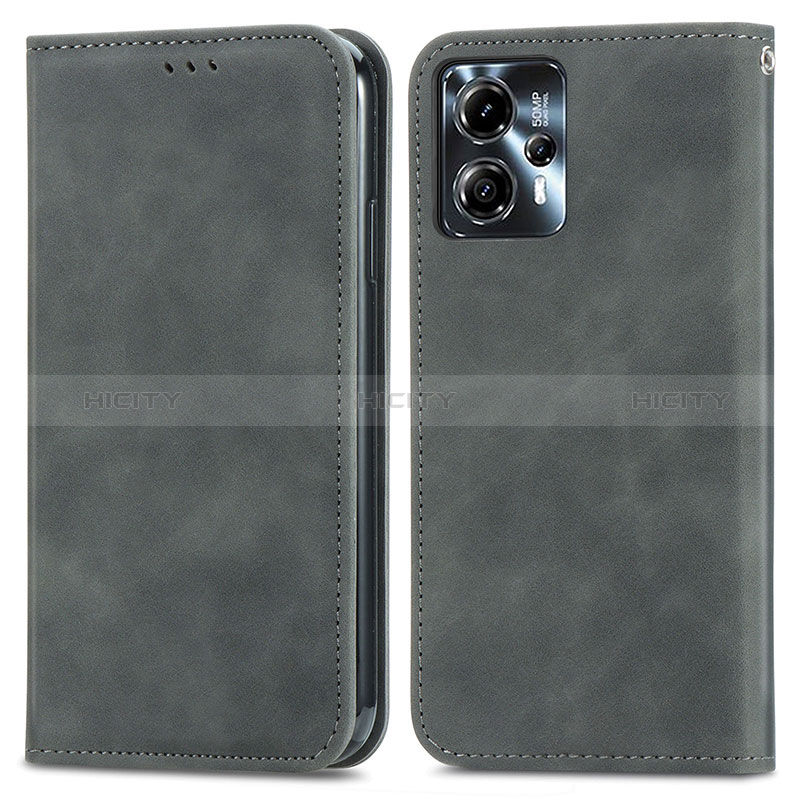 Custodia Portafoglio In Pelle Cover con Supporto S04D per Motorola Moto G23 Grigio