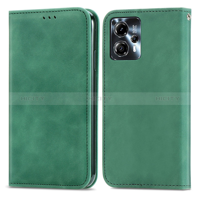 Custodia Portafoglio In Pelle Cover con Supporto S04D per Motorola Moto G23 Verde