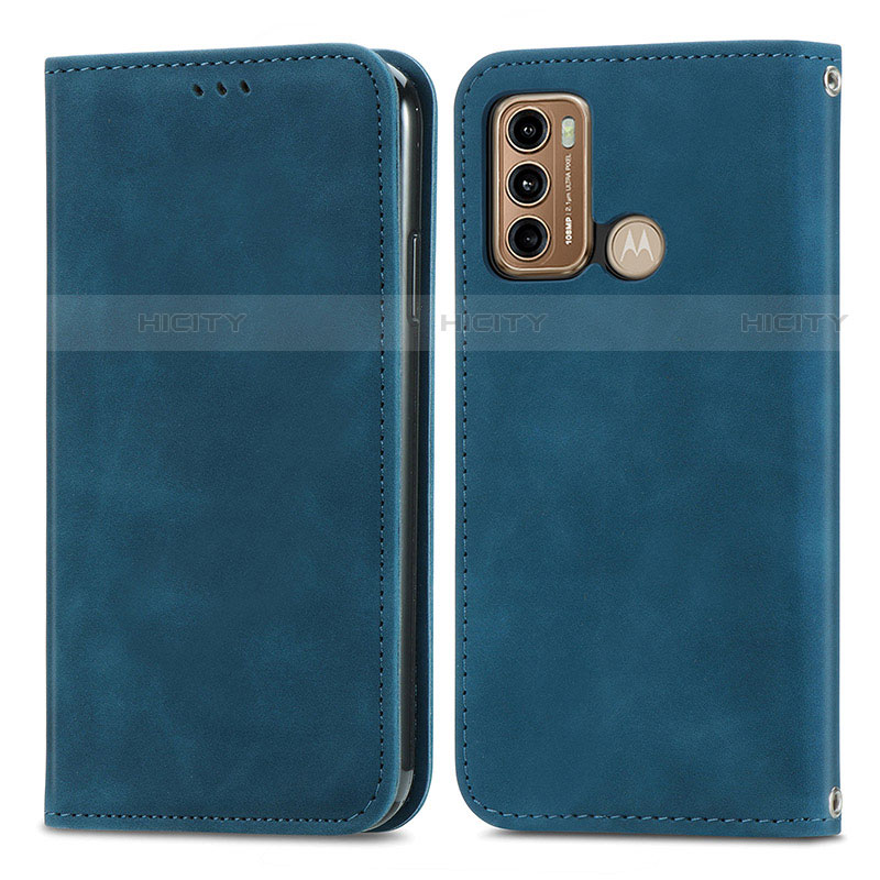 Custodia Portafoglio In Pelle Cover con Supporto S04D per Motorola Moto G40 Fusion Blu