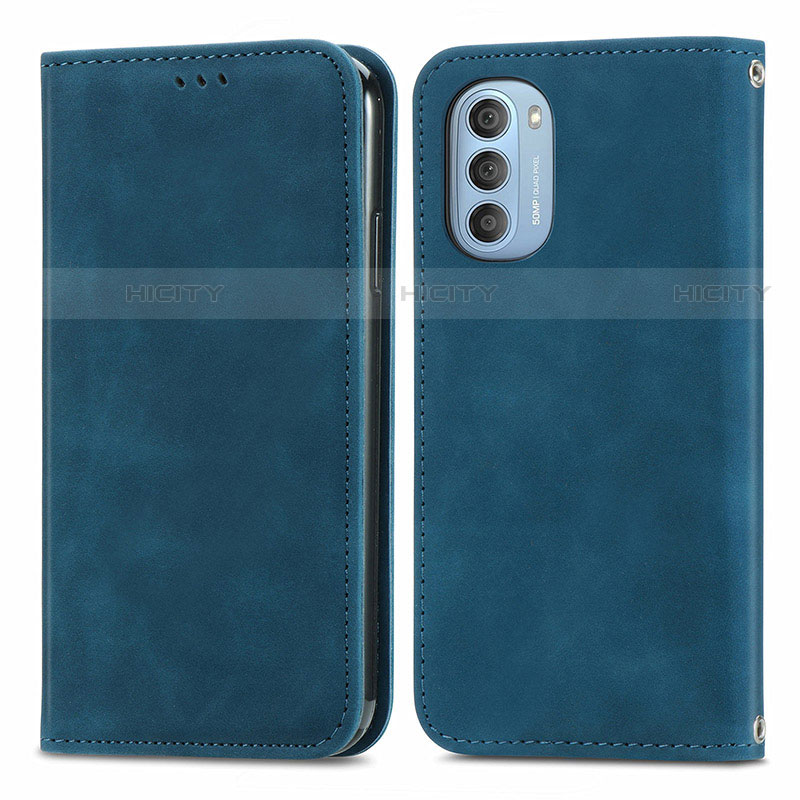 Custodia Portafoglio In Pelle Cover con Supporto S04D per Motorola Moto G51 5G Blu