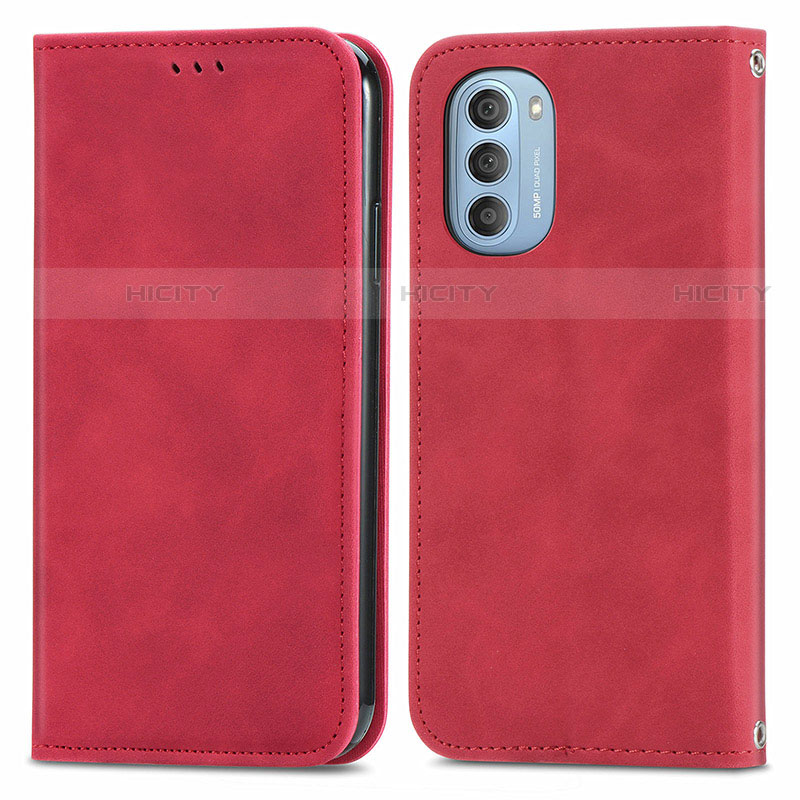 Custodia Portafoglio In Pelle Cover con Supporto S04D per Motorola Moto G51 5G Rosso