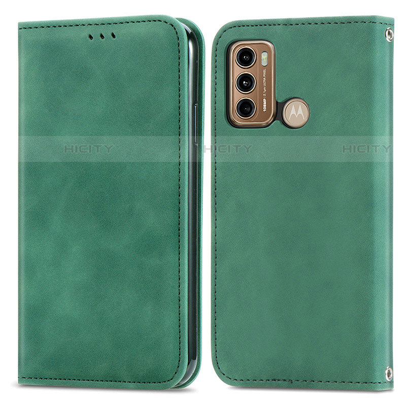 Custodia Portafoglio In Pelle Cover con Supporto S04D per Motorola Moto G60 Verde