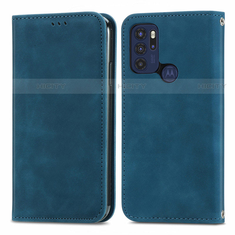 Custodia Portafoglio In Pelle Cover con Supporto S04D per Motorola Moto G60s Blu