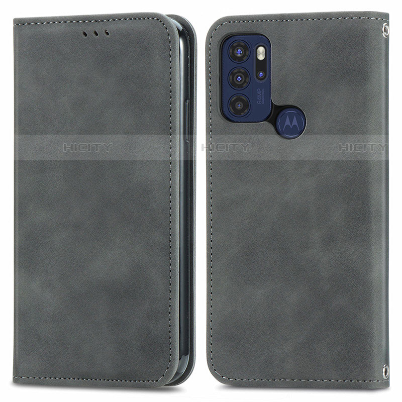 Custodia Portafoglio In Pelle Cover con Supporto S04D per Motorola Moto G60s Grigio