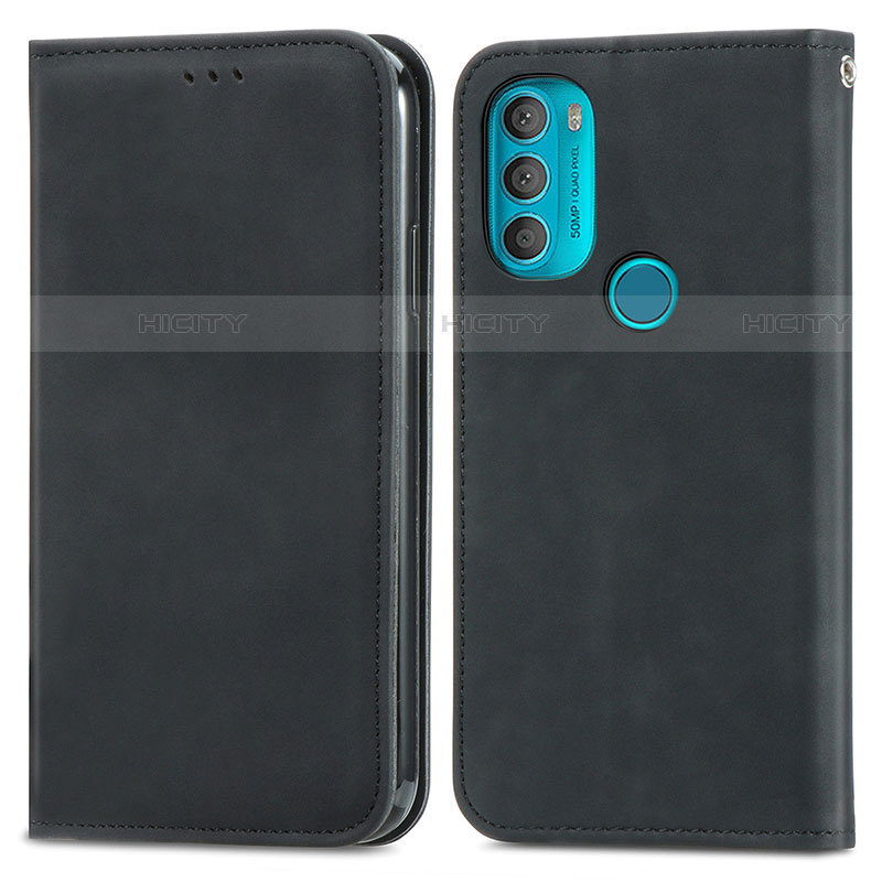 Custodia Portafoglio In Pelle Cover con Supporto S04D per Motorola Moto G71 5G Nero