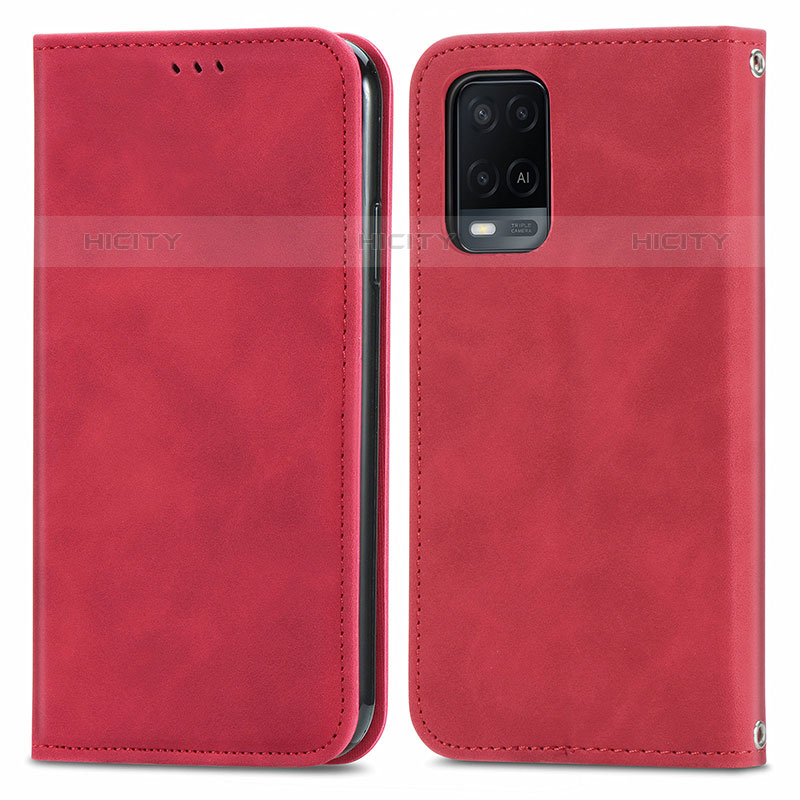 Custodia Portafoglio In Pelle Cover con Supporto S04D per Oppo A54 4G Rosso