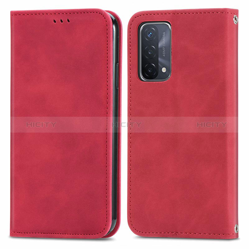 Custodia Portafoglio In Pelle Cover con Supporto S04D per Oppo A54 5G Rosso