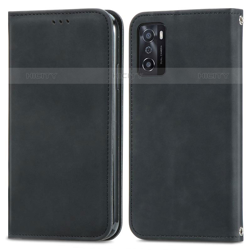 Custodia Portafoglio In Pelle Cover con Supporto S04D per Oppo A55S 5G Nero