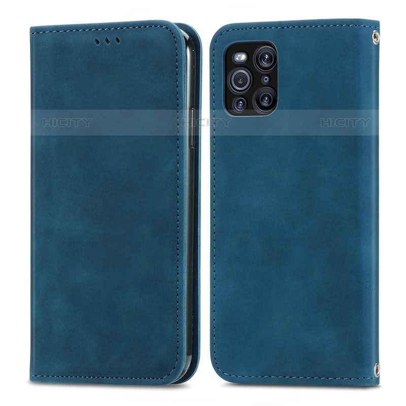 Custodia Portafoglio In Pelle Cover con Supporto S04D per Oppo Find X3 Pro 5G Blu