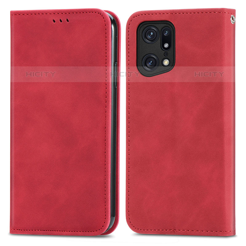 Custodia Portafoglio In Pelle Cover con Supporto S04D per Oppo Find X5 Pro 5G