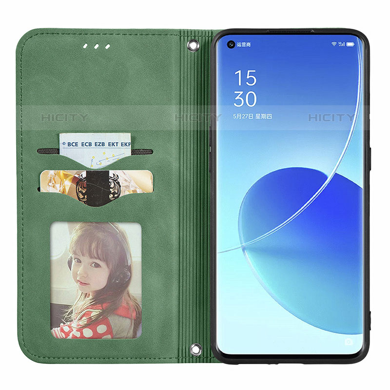 Custodia Portafoglio In Pelle Cover con Supporto S04D per Oppo Reno6 Pro 5G