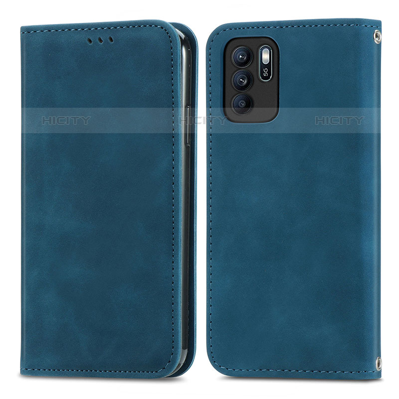 Custodia Portafoglio In Pelle Cover con Supporto S04D per Oppo Reno6 Z 5G Blu