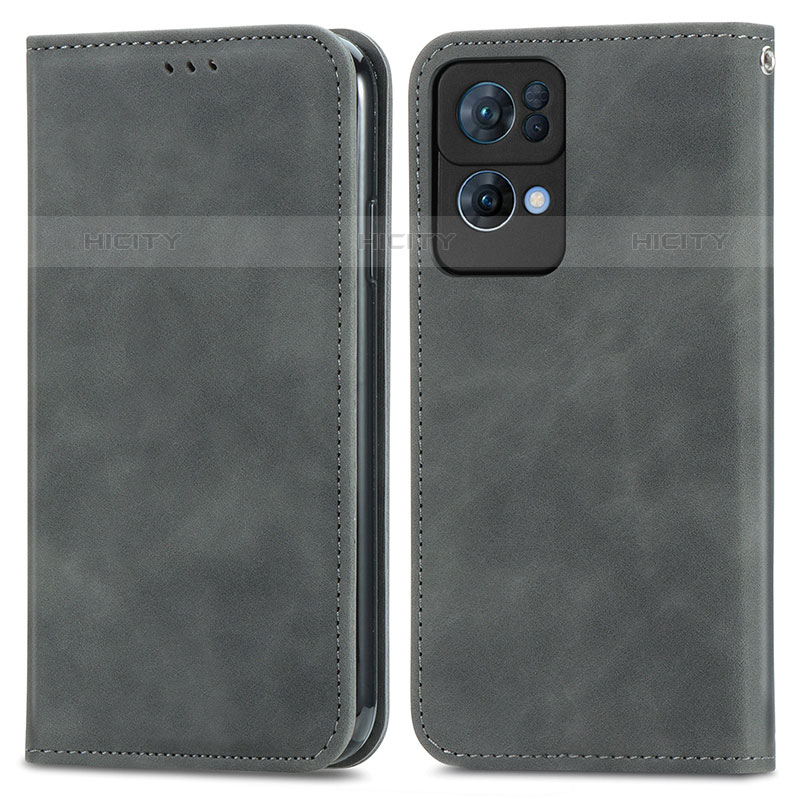 Custodia Portafoglio In Pelle Cover con Supporto S04D per Oppo Reno7 Pro 5G Grigio