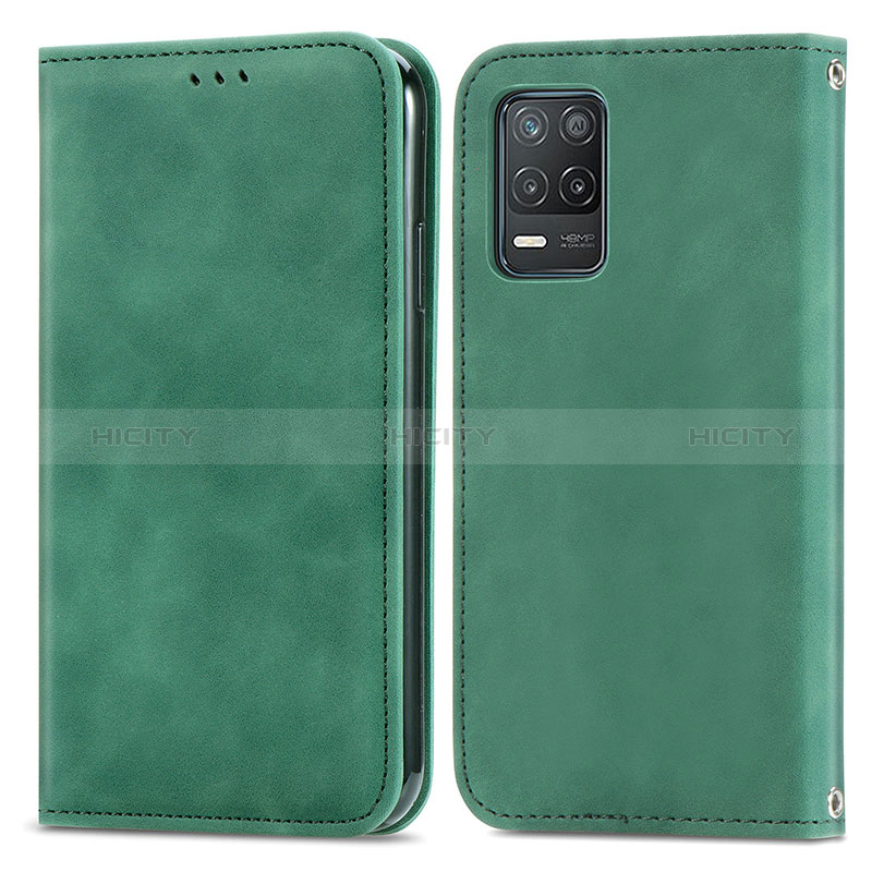 Custodia Portafoglio In Pelle Cover con Supporto S04D per Realme 8 5G Verde