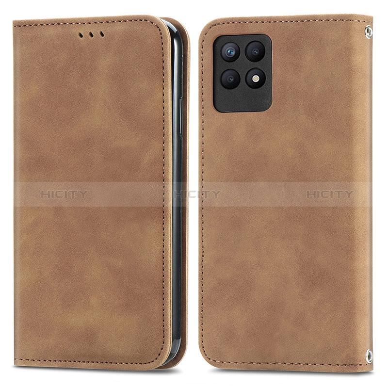 Custodia Portafoglio In Pelle Cover con Supporto S04D per Realme 8i Marrone