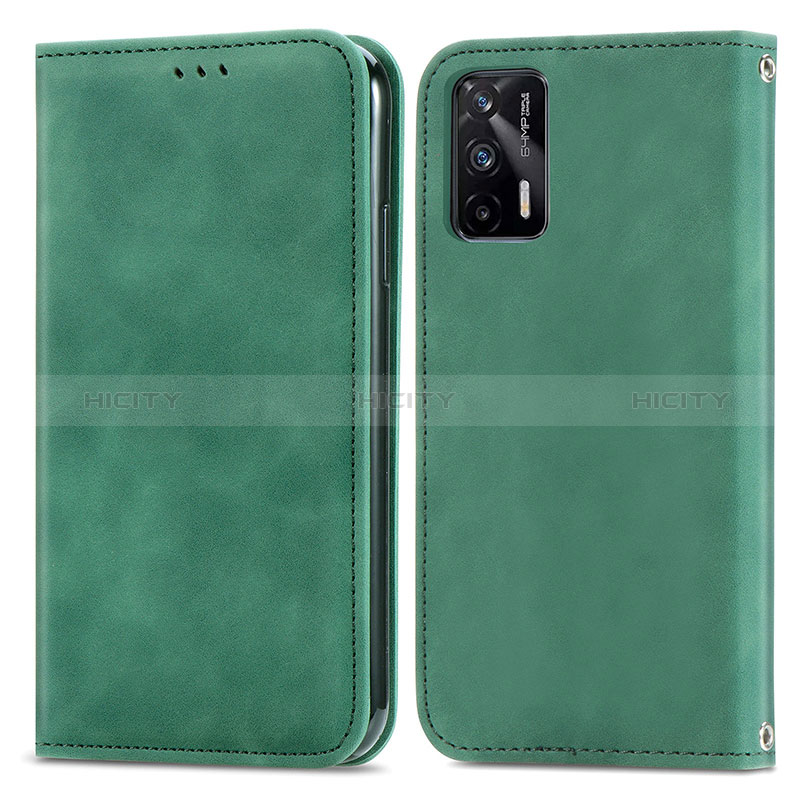 Custodia Portafoglio In Pelle Cover con Supporto S04D per Realme GT 5G Verde