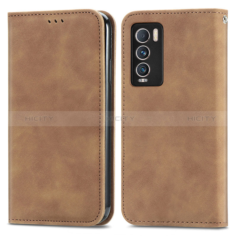 Custodia Portafoglio In Pelle Cover con Supporto S04D per Realme GT Master Explorer 5G Marrone