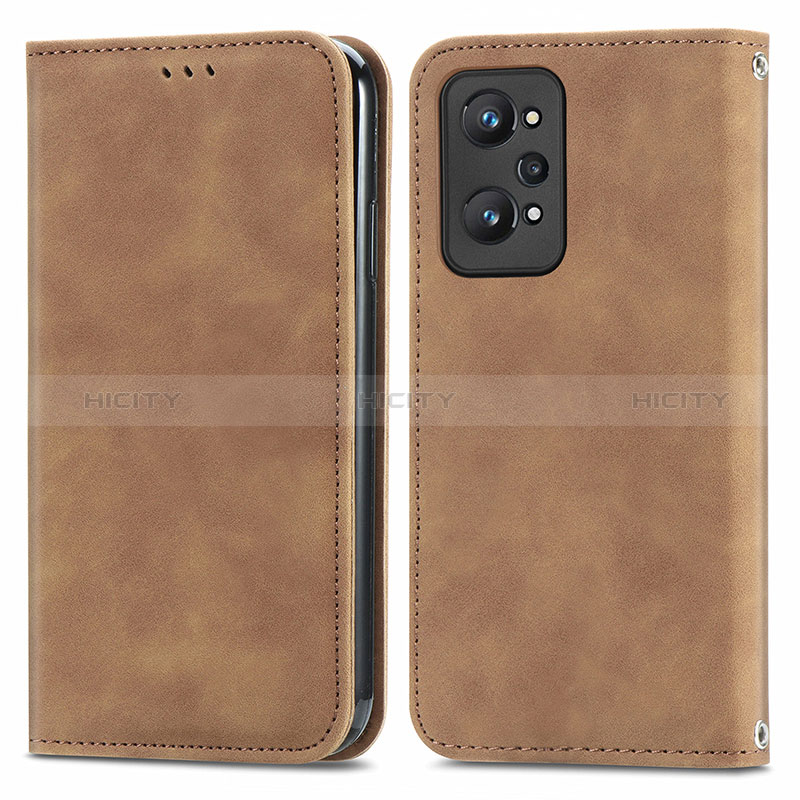 Custodia Portafoglio In Pelle Cover con Supporto S04D per Realme GT Neo2 5G Marrone