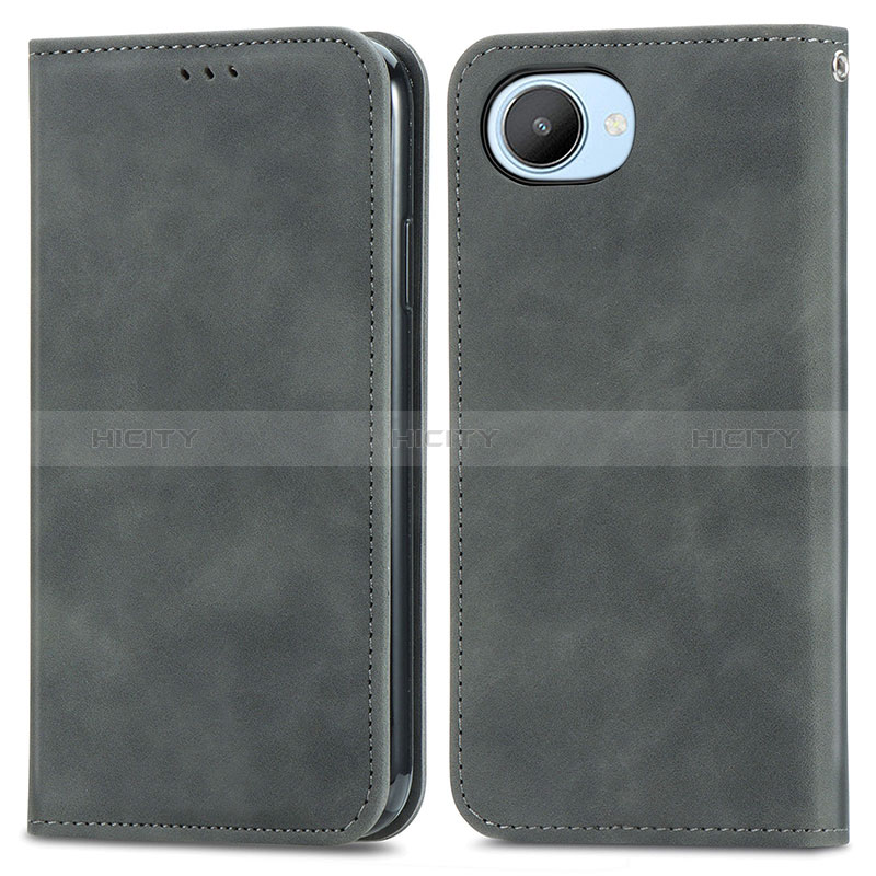 Custodia Portafoglio In Pelle Cover con Supporto S04D per Realme Narzo 50i Prime Grigio