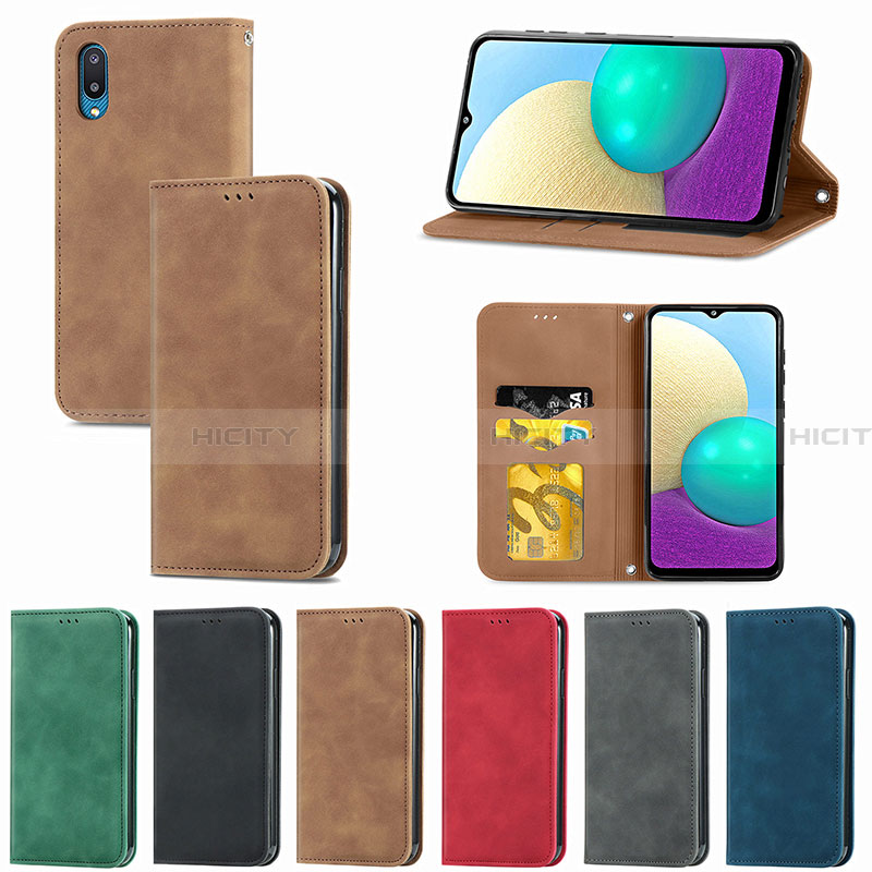 Custodia Portafoglio In Pelle Cover con Supporto S04D per Samsung Galaxy A02