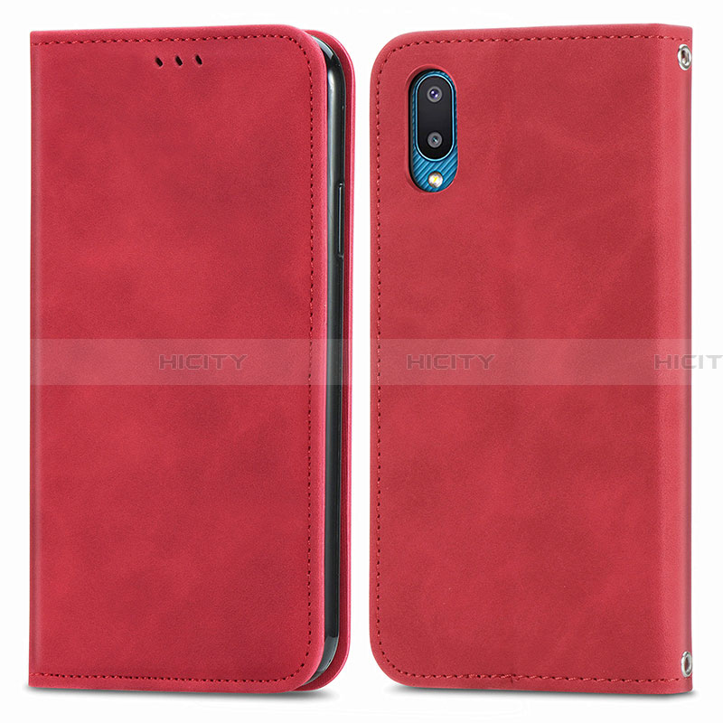 Custodia Portafoglio In Pelle Cover con Supporto S04D per Samsung Galaxy A02 Rosso