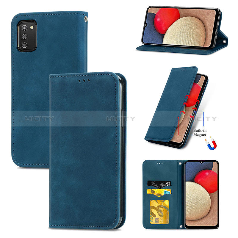 Custodia Portafoglio In Pelle Cover con Supporto S04D per Samsung Galaxy A02s