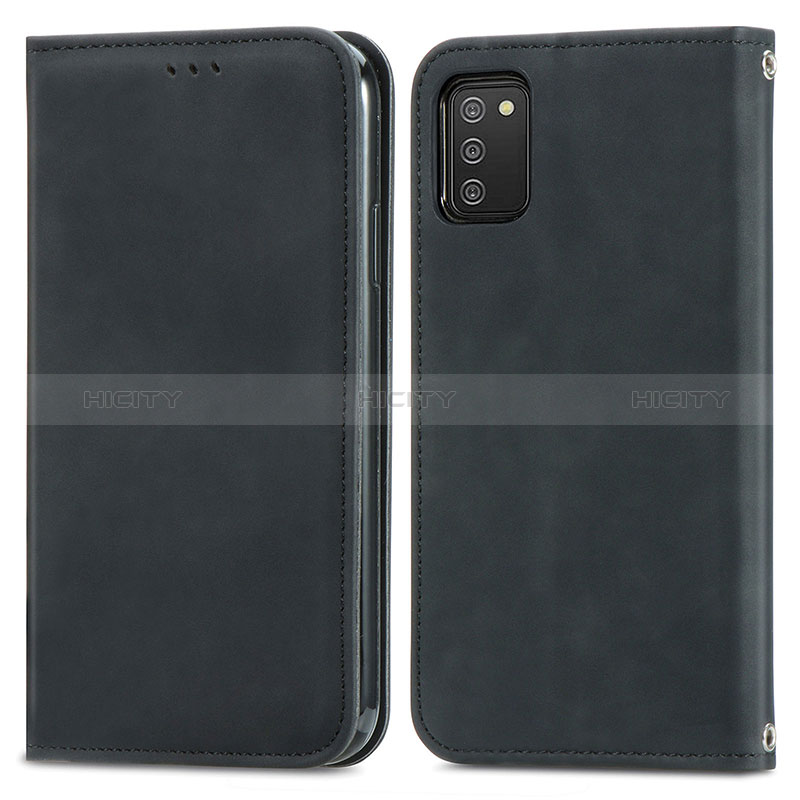 Custodia Portafoglio In Pelle Cover con Supporto S04D per Samsung Galaxy A02s Nero