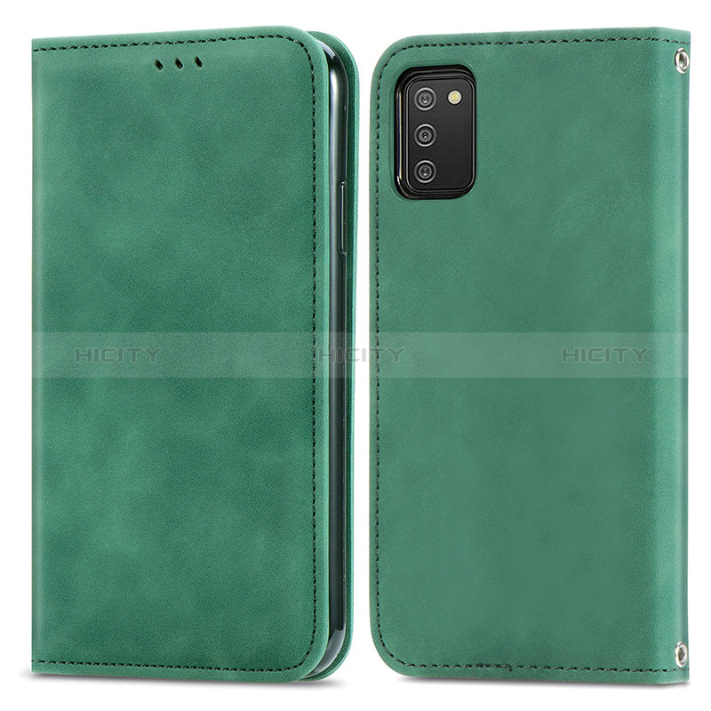 Custodia Portafoglio In Pelle Cover con Supporto S04D per Samsung Galaxy A02s Verde