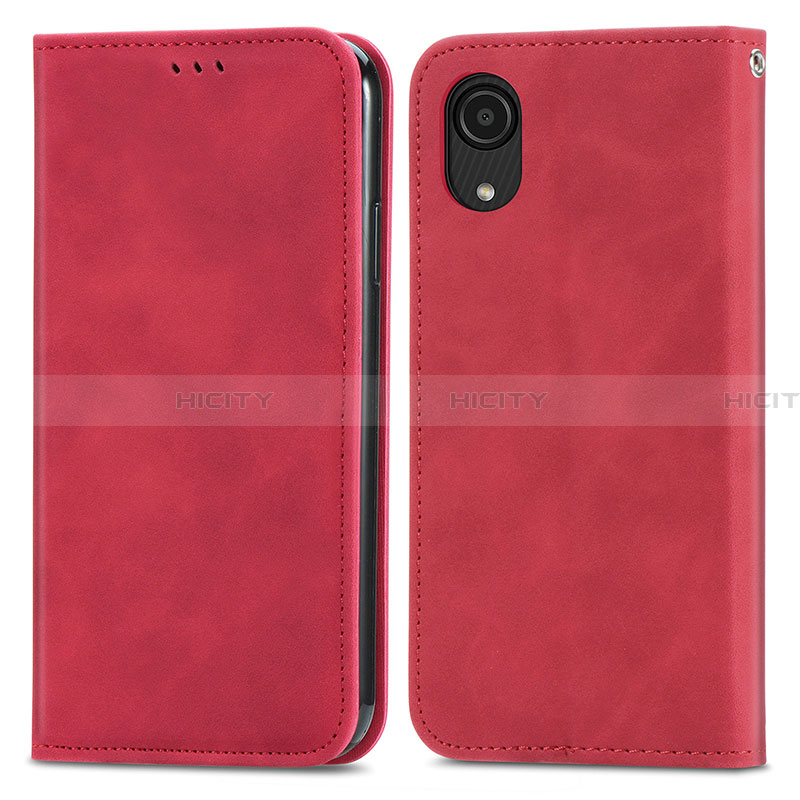 Custodia Portafoglio In Pelle Cover con Supporto S04D per Samsung Galaxy A03 Core Rosso