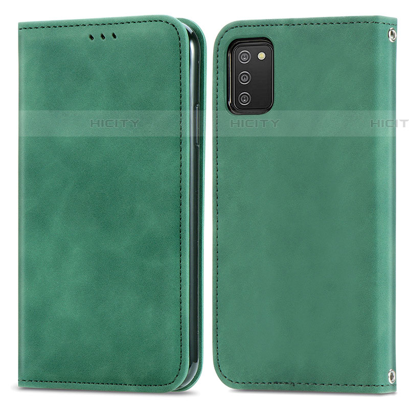 Custodia Portafoglio In Pelle Cover con Supporto S04D per Samsung Galaxy A03s Verde