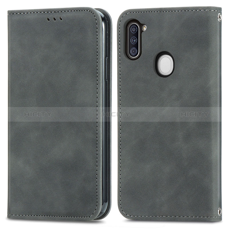 Custodia Portafoglio In Pelle Cover con Supporto S04D per Samsung Galaxy A11 Grigio