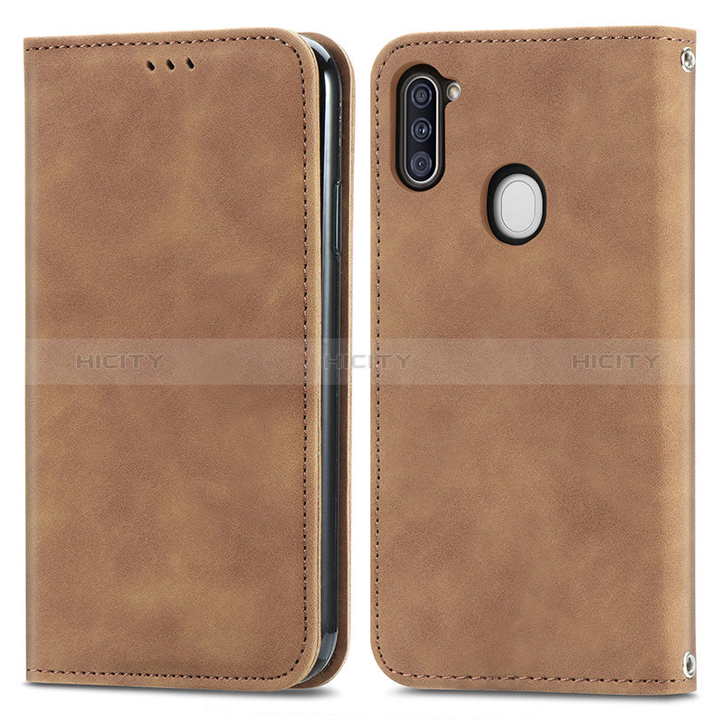 Custodia Portafoglio In Pelle Cover con Supporto S04D per Samsung Galaxy A11 Marrone