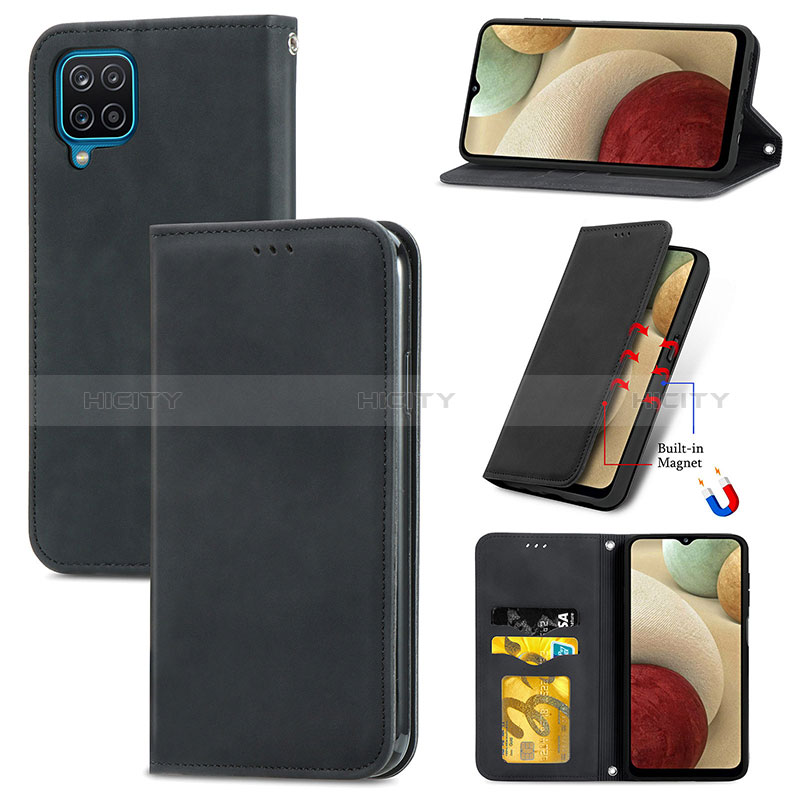 Custodia Portafoglio In Pelle Cover con Supporto S04D per Samsung Galaxy A12 5G