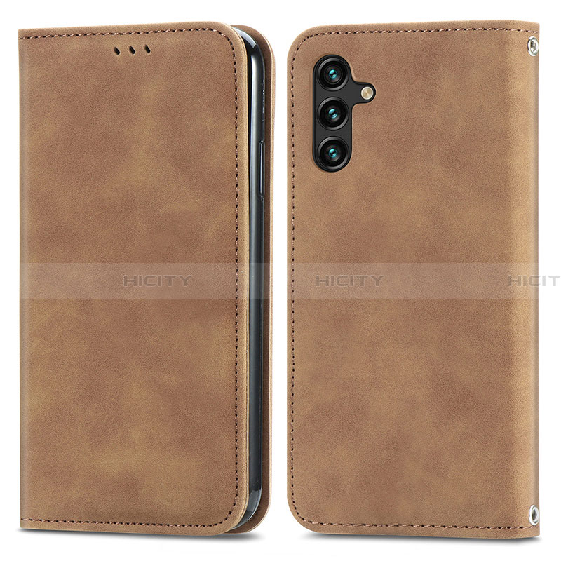 Custodia Portafoglio In Pelle Cover con Supporto S04D per Samsung Galaxy A13 5G Marrone