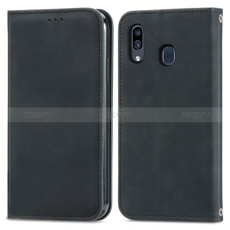 Custodia Portafoglio In Pelle Cover con Supporto S04D per Samsung Galaxy A20 Nero