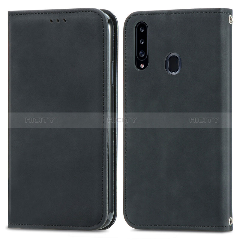 Custodia Portafoglio In Pelle Cover con Supporto S04D per Samsung Galaxy A20s Nero